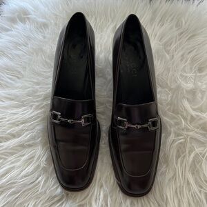 Gucci leather dark brown heels / shoes 7.5
